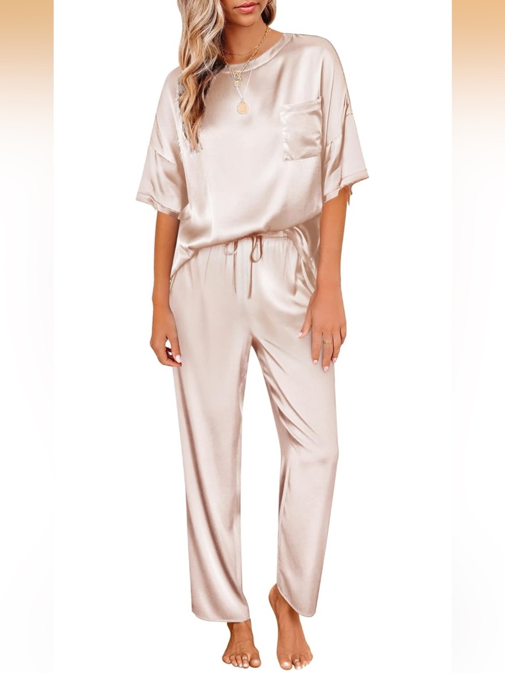 LIKE NEW Ekouaer Satin Silky Pajama Set, Size M